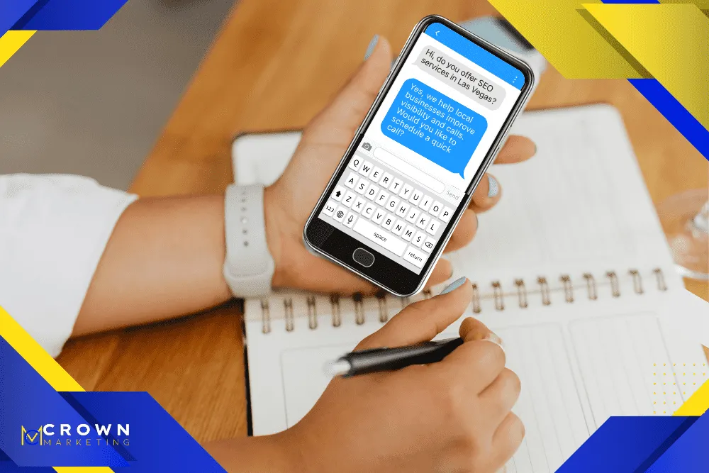 Customer message interaction improving call conversions by Crown Marketing, a digital marketing company